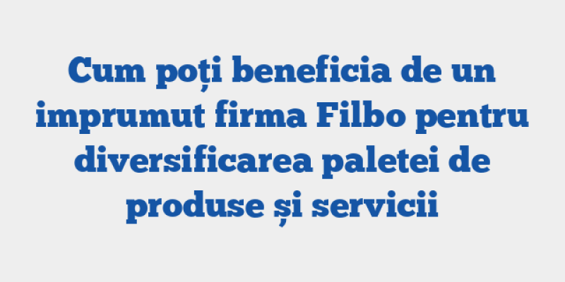 Cum poți beneficia de un imprumut firma Filbo pentru diversificarea paletei de produse și servicii
