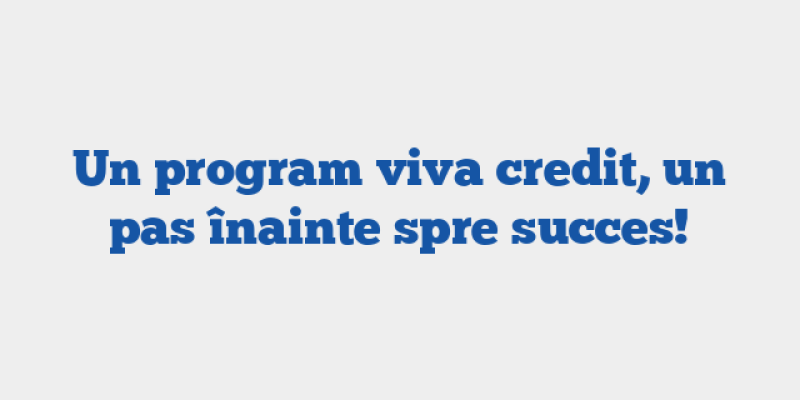 Un program viva credit, un pas înainte spre succes!